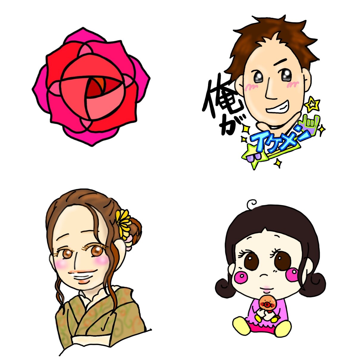 かわいいキャラクターや人物など書きます 人物をキャラクター化したり、イメージのキャラクターなども可！ イメージ2