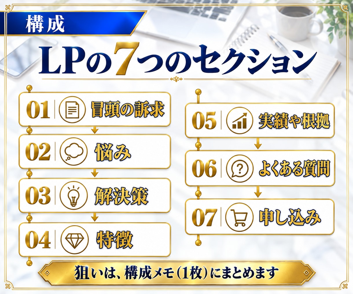 7セクション！LPの構成と文章を作成します 構成案・見出し・本文まで一式で納品。修正2回つき イメージ5
