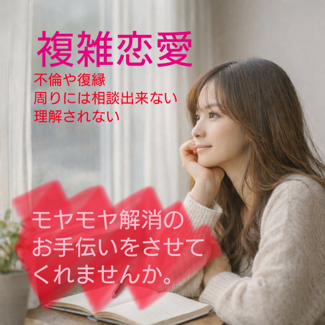 不倫、復縁、片思い。恋愛のモヤモヤ、整理します 正論ではなく、あなたの気持ちを大切にします。 イメージ1
