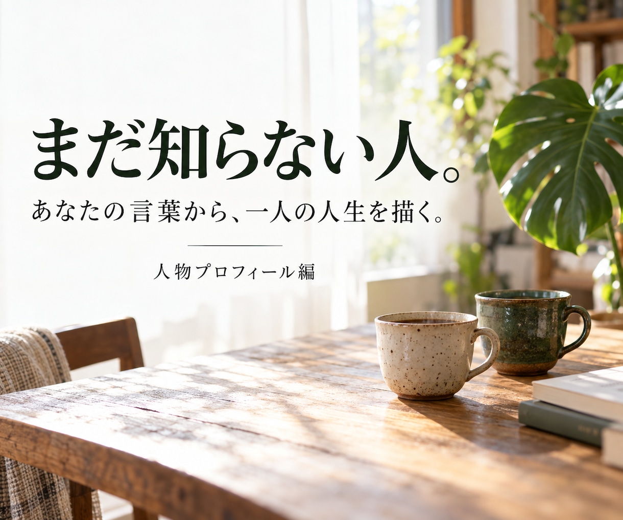 あなたの人生に馴染む、まだ知らない一人を描きます まだ知らない人。まずは、一人の人生を知るところから イメージ1