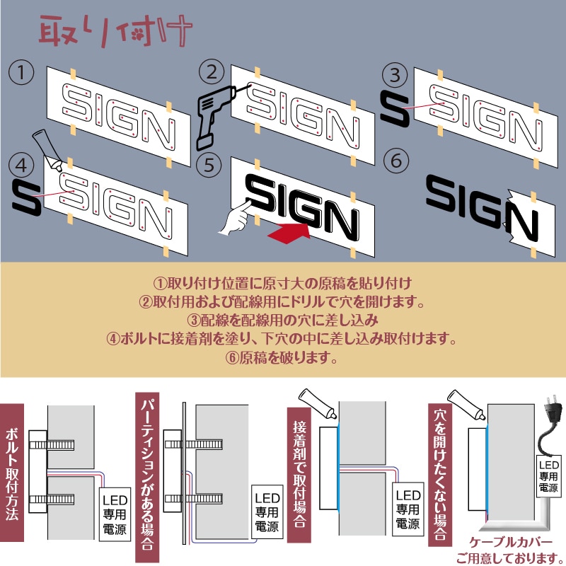 オーダー背面発光LEDチャンネル文字制作します 激安オーダー看板制作、イメージ図でデザインを直感的に確認する イメージ10