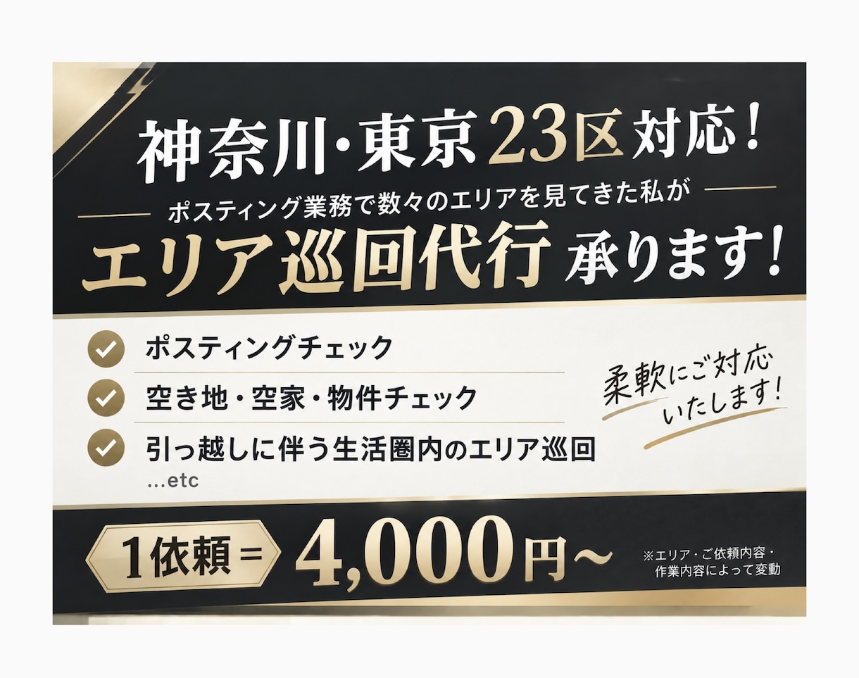 神奈川＆東京23区エリア現地調査・巡回代行承ります 様々なエリアを巡回してきた私が各種巡回・現地調査を代行！ イメージ1