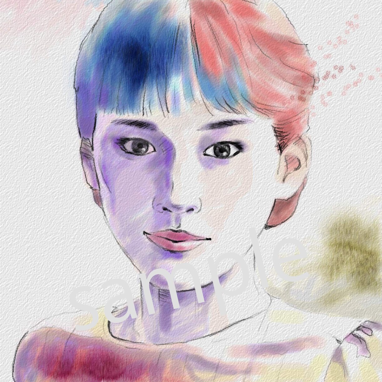 カラフルな水彩画風似顔絵お描きします 写真からデジタルペンであなたを水彩画表現します。 イメージ2