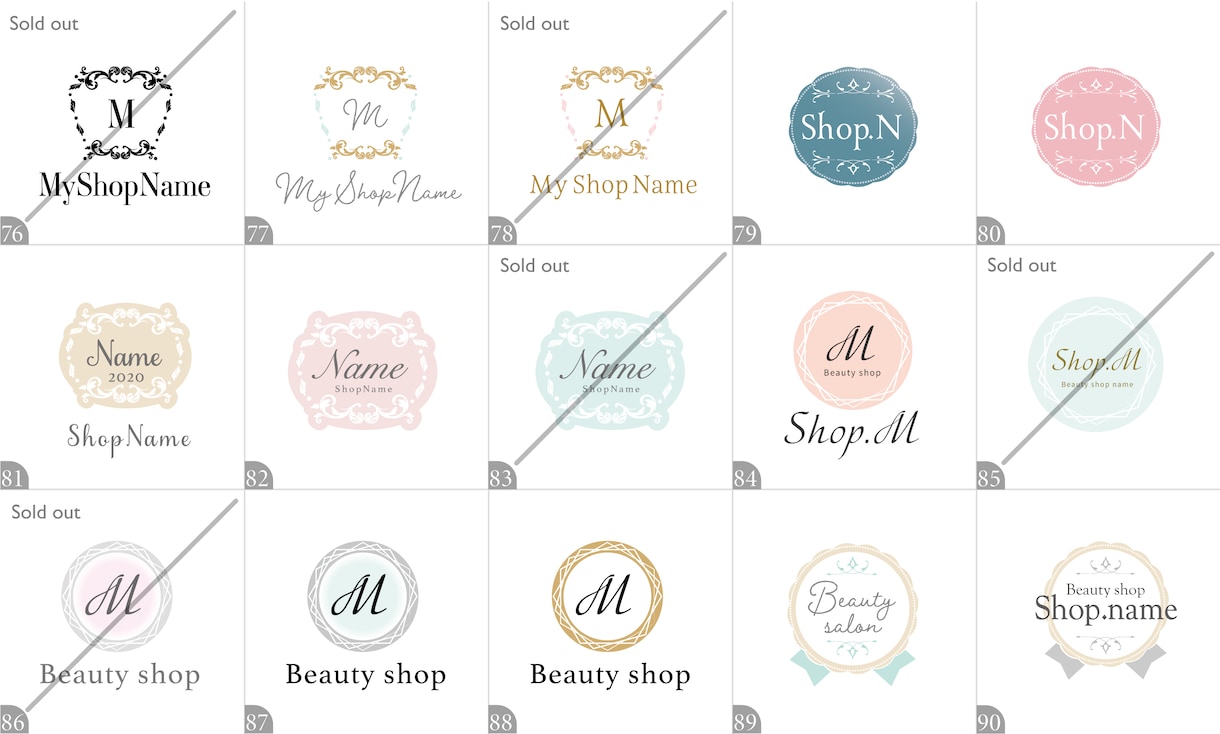 選んで作れる！かわいいデザインのロゴ・作ります 女性向けセミオーダーロゴ❤︎ ／美容室・サロン・エステ等 イメージ7