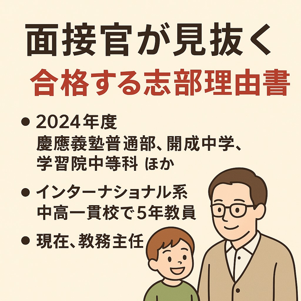限定１名☆面接官が中学受験志望理由書を徹底添削ます 現役教務主任による「合格に直結する志望理由書」の完成へ イメージ1