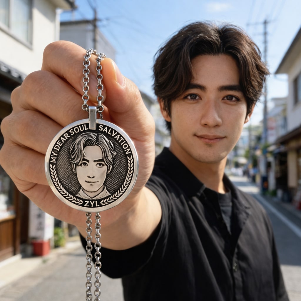 写真から作る純銀似顔絵ネックレス制作ます オーダーメイド記念日誕生日ギフト イメージ4