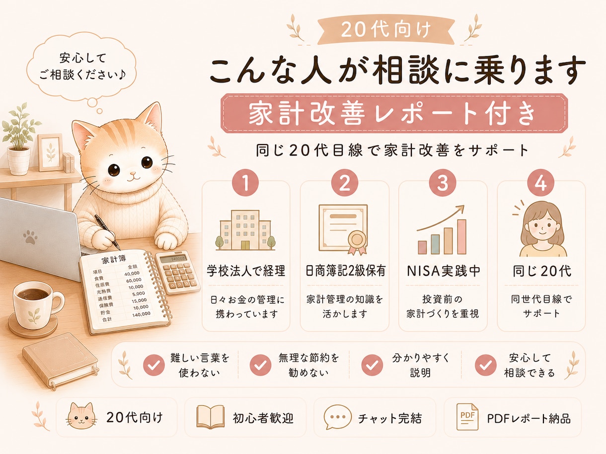 20代向け｜家計簿を診断します 家計改善レポート付きで丁寧に診断✨ イメージ5