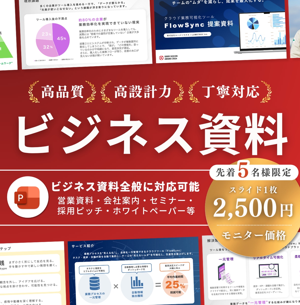 ビジネス資料を“伝わる”形へデザインします 現デザイナーが営業資料・会社案内・セミナー資料などに対応 イメージ1