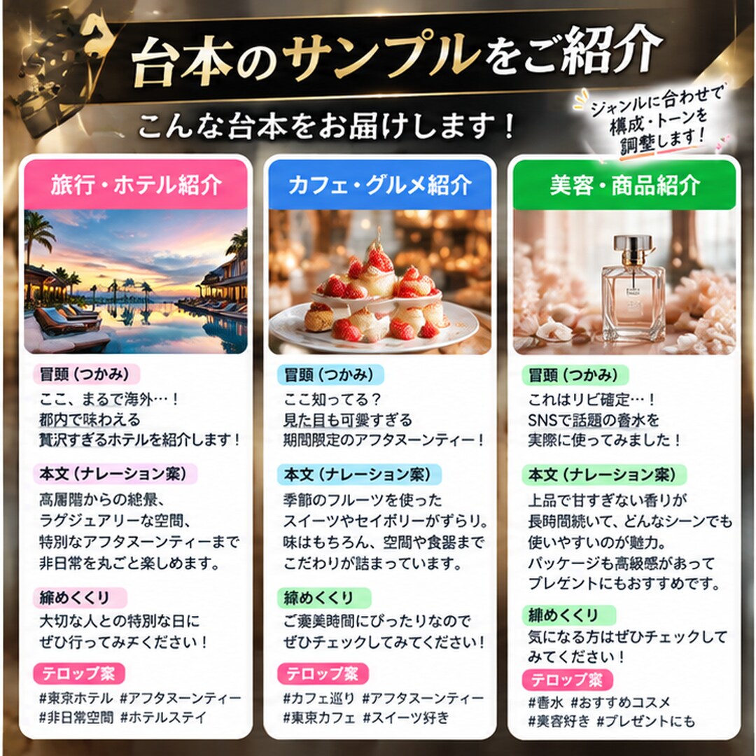 ショート動画の台本3本作成します TikTok・リール・YouTubeショート対応 イメージ2