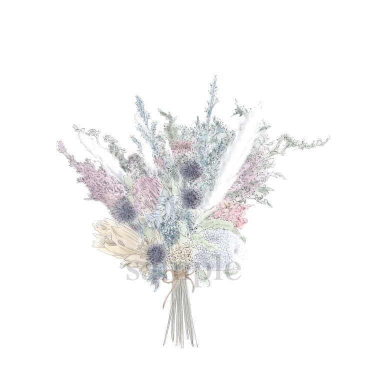 シンプルイラストとドライフラワー描きます 人×ドライフラワーで結婚式やプレゼント、ステッカーなどに イメージ7