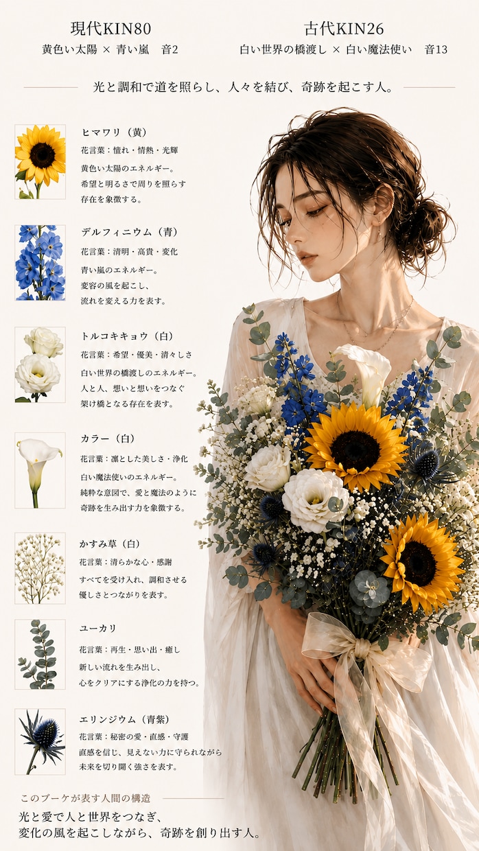 あなたの魅力を花束にしたブーケ鑑定書を作成します 見るたびに、自分が好きになる1枚 イメージ4
