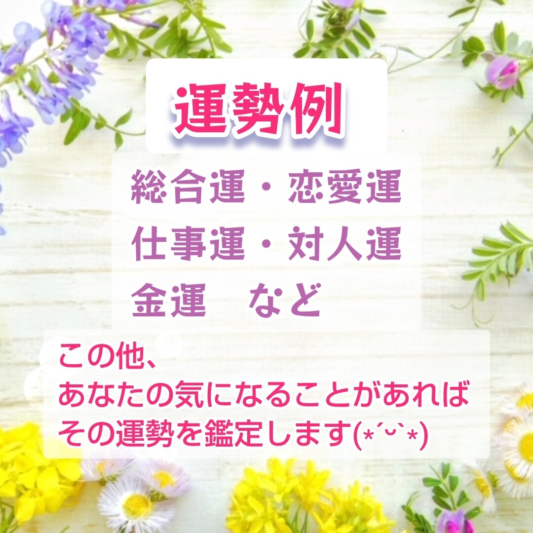 あなたが一番知りたい運勢✡1か月の流れを予報します 気になる運勢を2つ選択✡1か月の運勢をアドバイス付きでお届け イメージ3