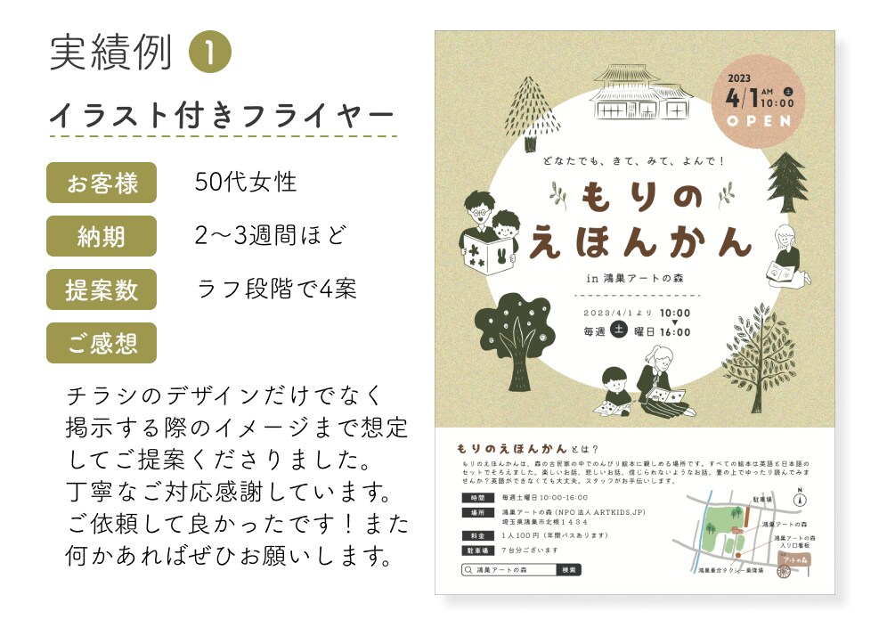 イラストあり！あたたかいデザインのチラシ制作します 5〜7日での納品可能！更にお急ぎの方も一度ご相談ください。 イメージ2