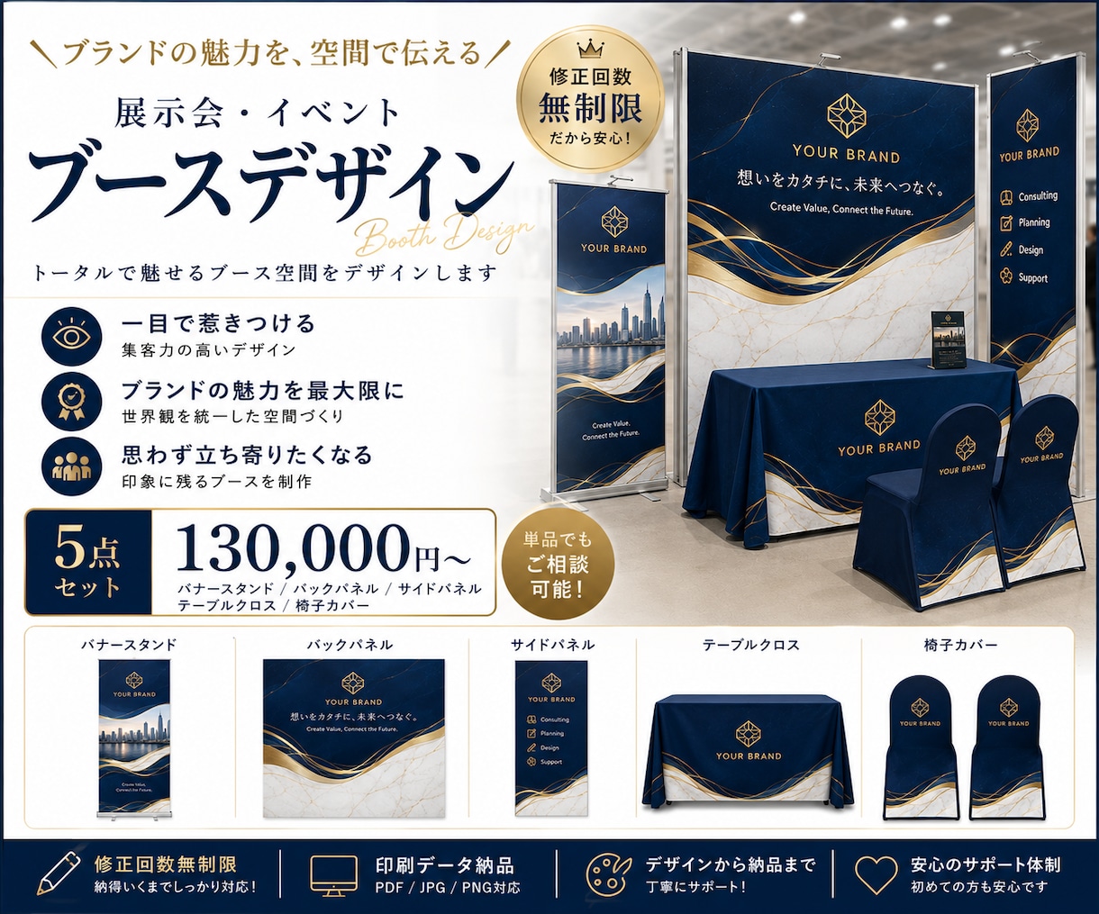 展示会・イベントブース一式をデザインします ブランドの魅力と世界観が伝わる空間デザインをご提案 イメージ1