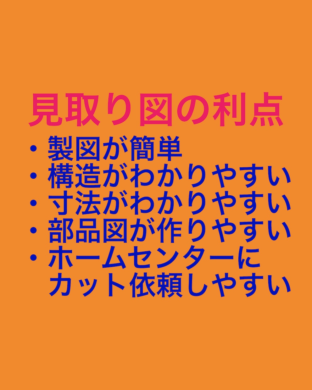 木材を使った工作やDIYに見取図作成をお勧めします 本サービスは図面作成(見取り図)の独習をサポートするものです イメージ5