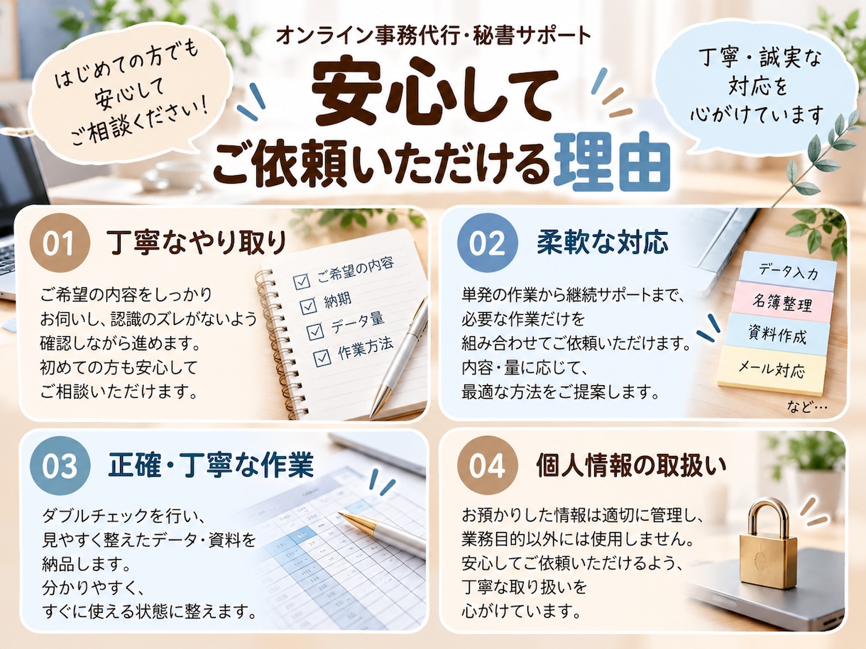 オンライン秘書・事務代行を単発で承ります 個人事業主・企業様の事務作業をサポート イメージ5
