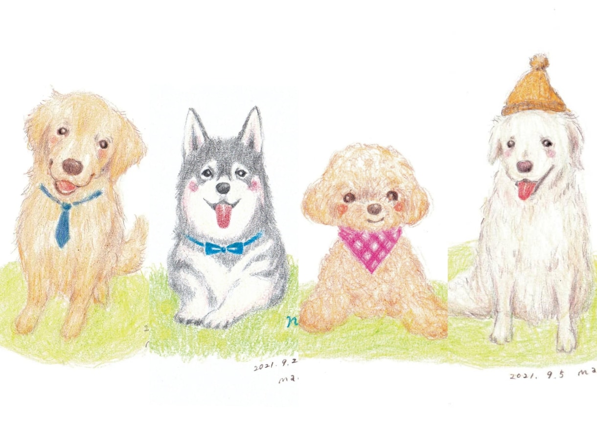 手描きでほんわか優しいペットイラスト描きます 温かみある優しい色鉛筆画。似顔絵、名入れ、思い出、プレゼント イメージ1