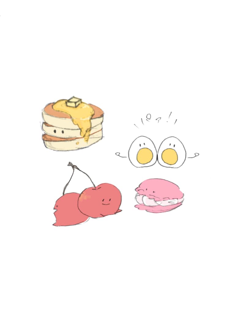 食べ物のキャラクターを描きます ゆるゆるした癒しの食べ物のキャラクター イメージ1