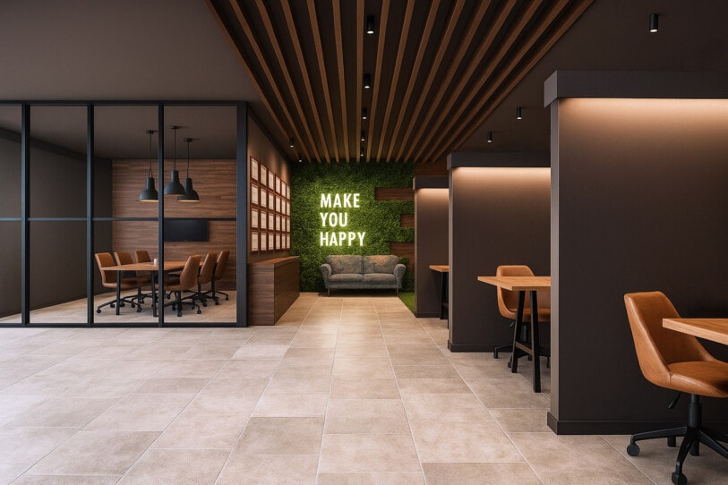 カフェ・店舗・オフィスのインテリアデザインをします カフェのような空間、緑のある空間、和モダンが得意。高品質CG イメージ2