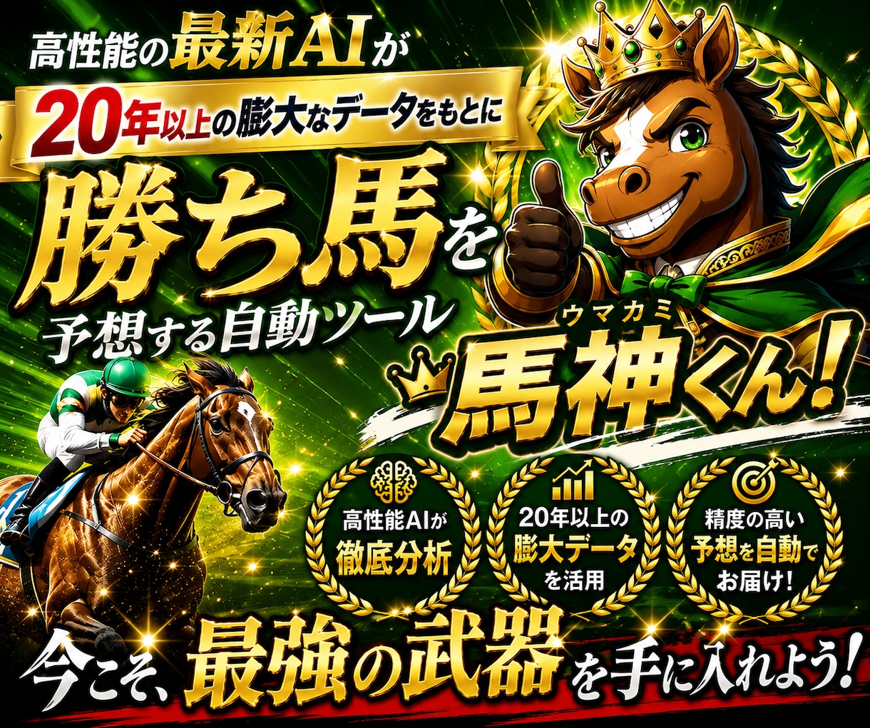 競馬予想にAI革命！*勝ち馬を導く「馬神くん」ます ◆競馬分析｜最先端AIツール｜勝ち馬｜初心者もラクラク予想◆ イメージ1