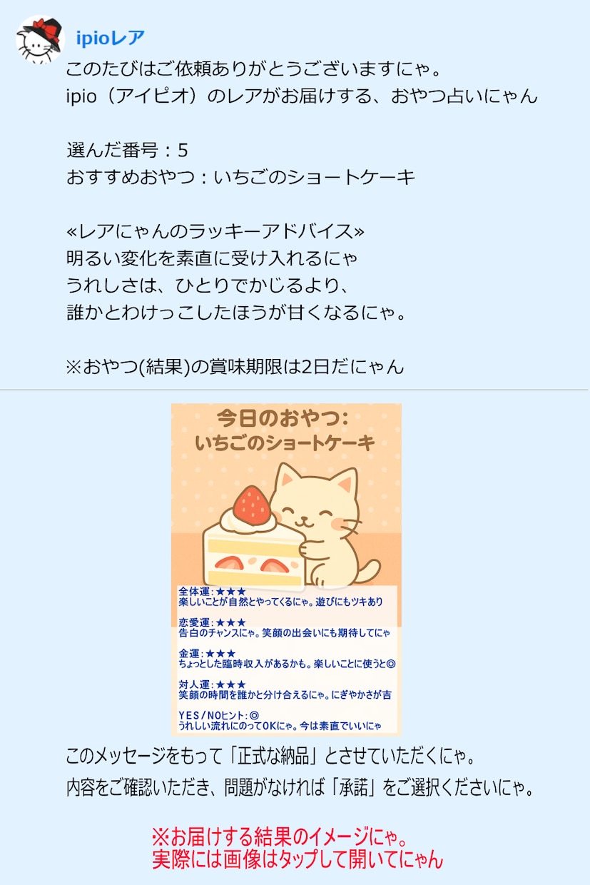 YES・NOとその間も…おやつ占いします 運勢とYES/NO傾向とおすすめオヤツもにゃ♪ イメージ5
