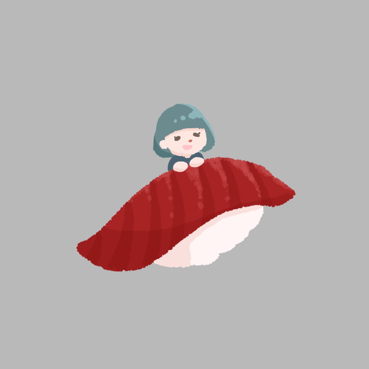 お寿司と自画像のイラスト(アイコン)描きます お好きな食べ物と自分を前面に出した、自分だけのアイコンをˊ˗ イメージ1