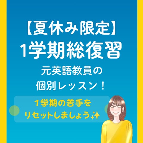 元英語教員が中学生の英語苦手を一緒に復習します 夏休みに苦手を克服して2学期へ！悩みに応じた個別サポート！ イメージ1