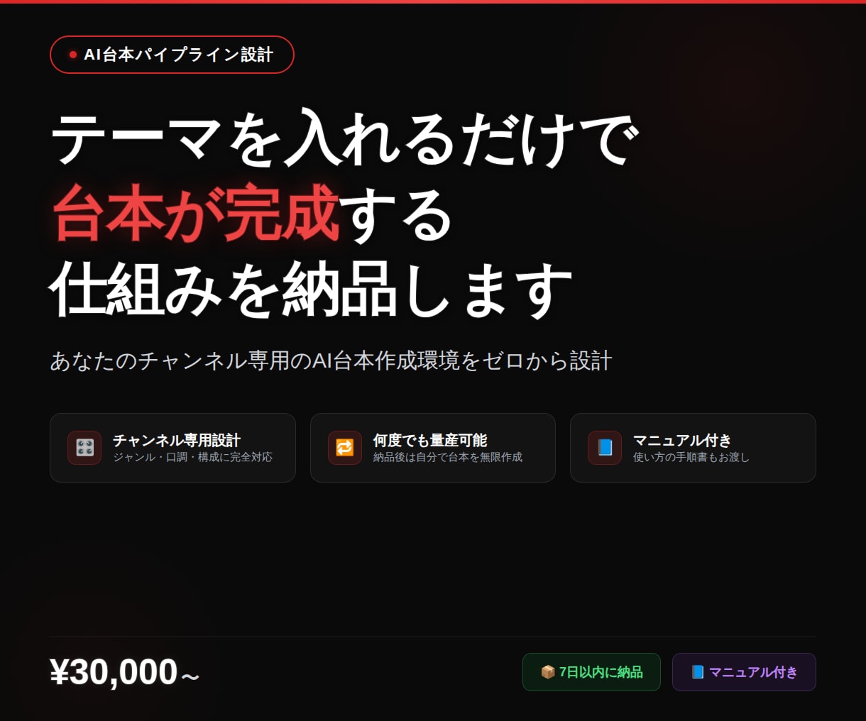YouTube台本作成の仕組みを作ります テーマを入れるだけで台本が完成するAI環境を納品 イメージ1