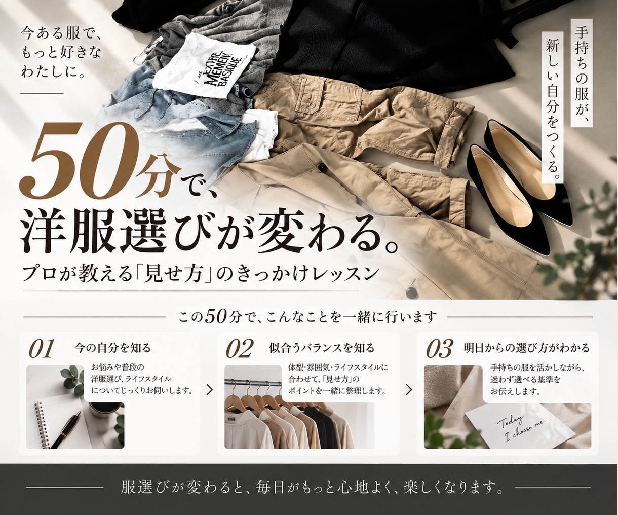 50分お試し体験｜コーディネートの意識が変わります 似合う服が分からない方へ　プロが教える「魅せ方」のレッスン イメージ5