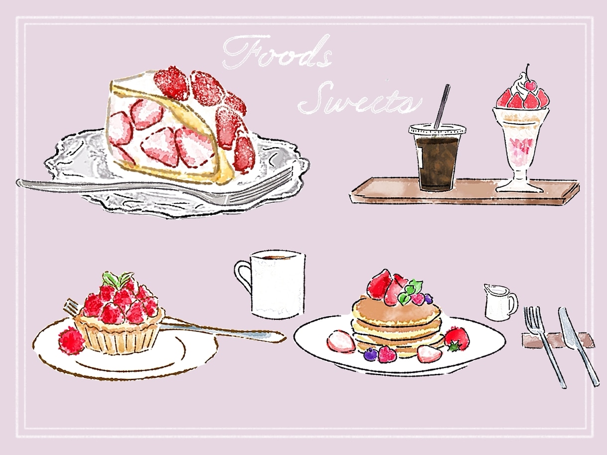食べ物イラスト、カフェ風おしゃれにお描きします ふんわり雰囲気ある、水彩タッチで印象UPします！ イメージ2
