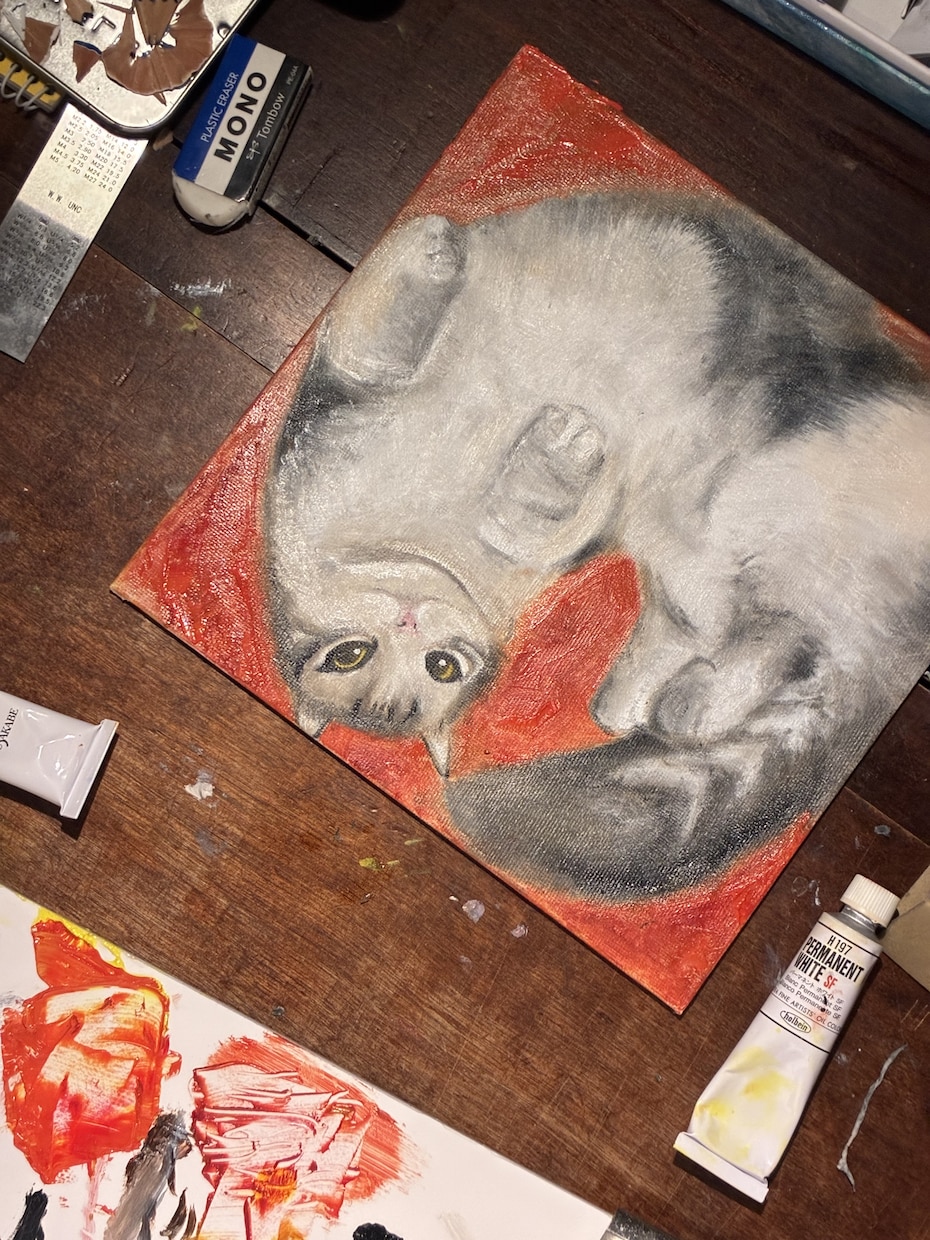 大切な犬猫の思い出を油絵に残します 毛を使い命の記憶を残す特別アート⭐️モニター価格中 イメージ2
