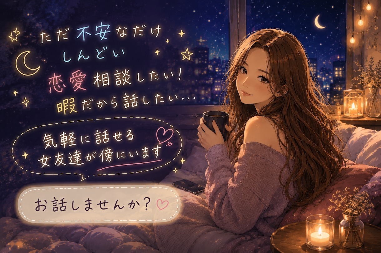 あなたの話、なんでも聞きます 深夜に女友達に心の内をぶちまける感覚でお話しください！ イメージ1