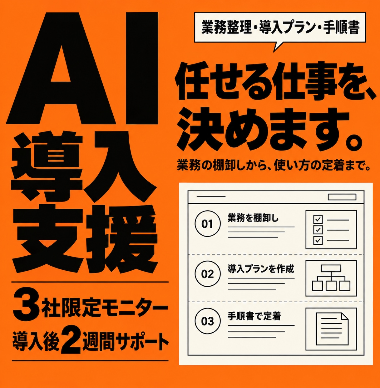 AI業務棚卸し＋導入プランを作成します 【3社限定モニター】ChatGPTを社内で定着させる伴走 イメージ1