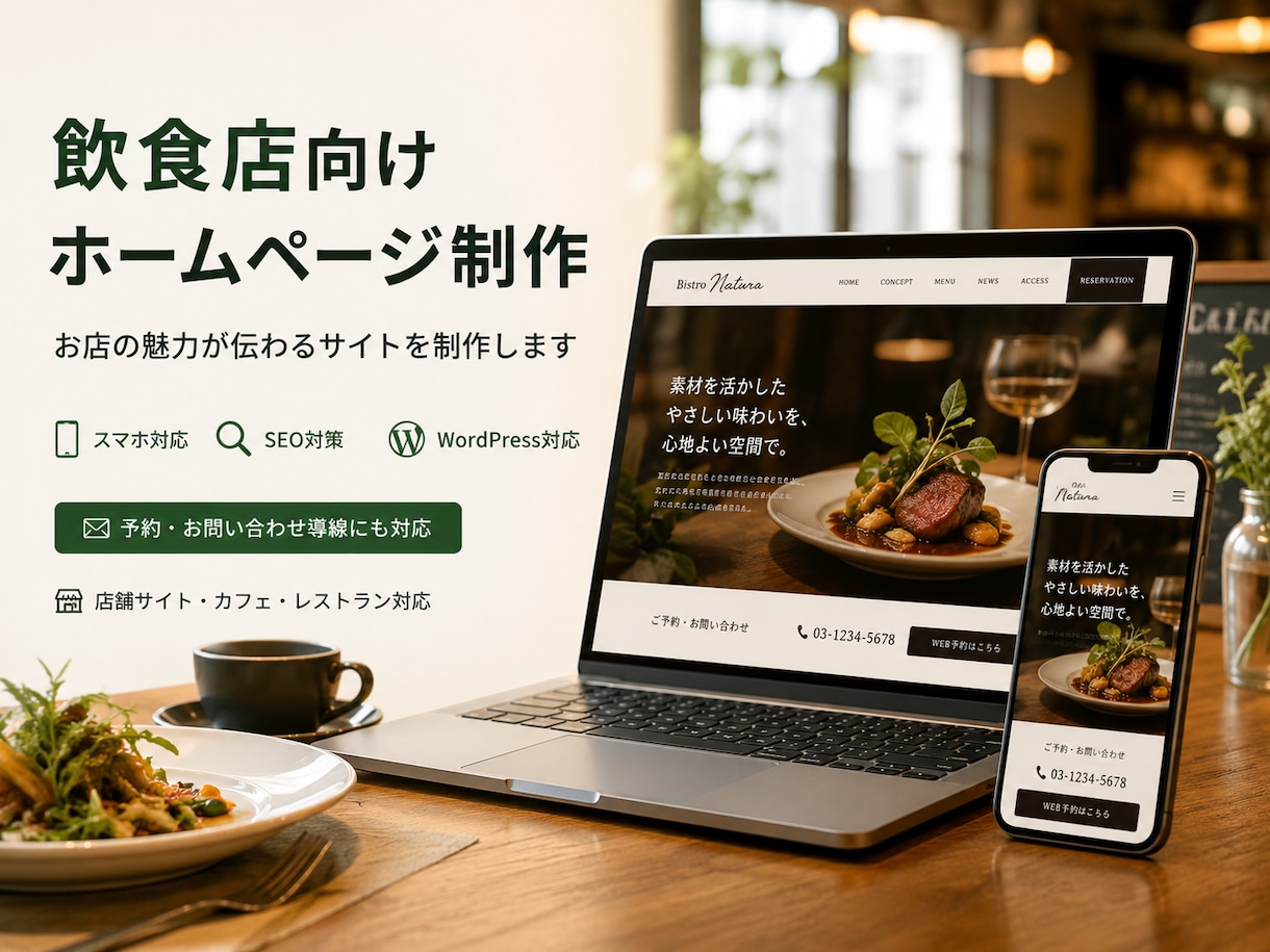 飲食店向け！格安5万円で店舗ホームページを作ります ～「とりあえず店舗HPが欲しい」方向けのプラン～ イメージ1