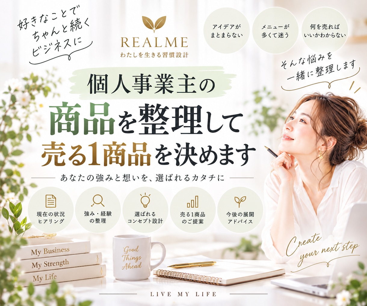 個人事業主の商品を整理して売る1商品を決めます 結局、何を売ればいい？」をスッキリ整理します イメージ1