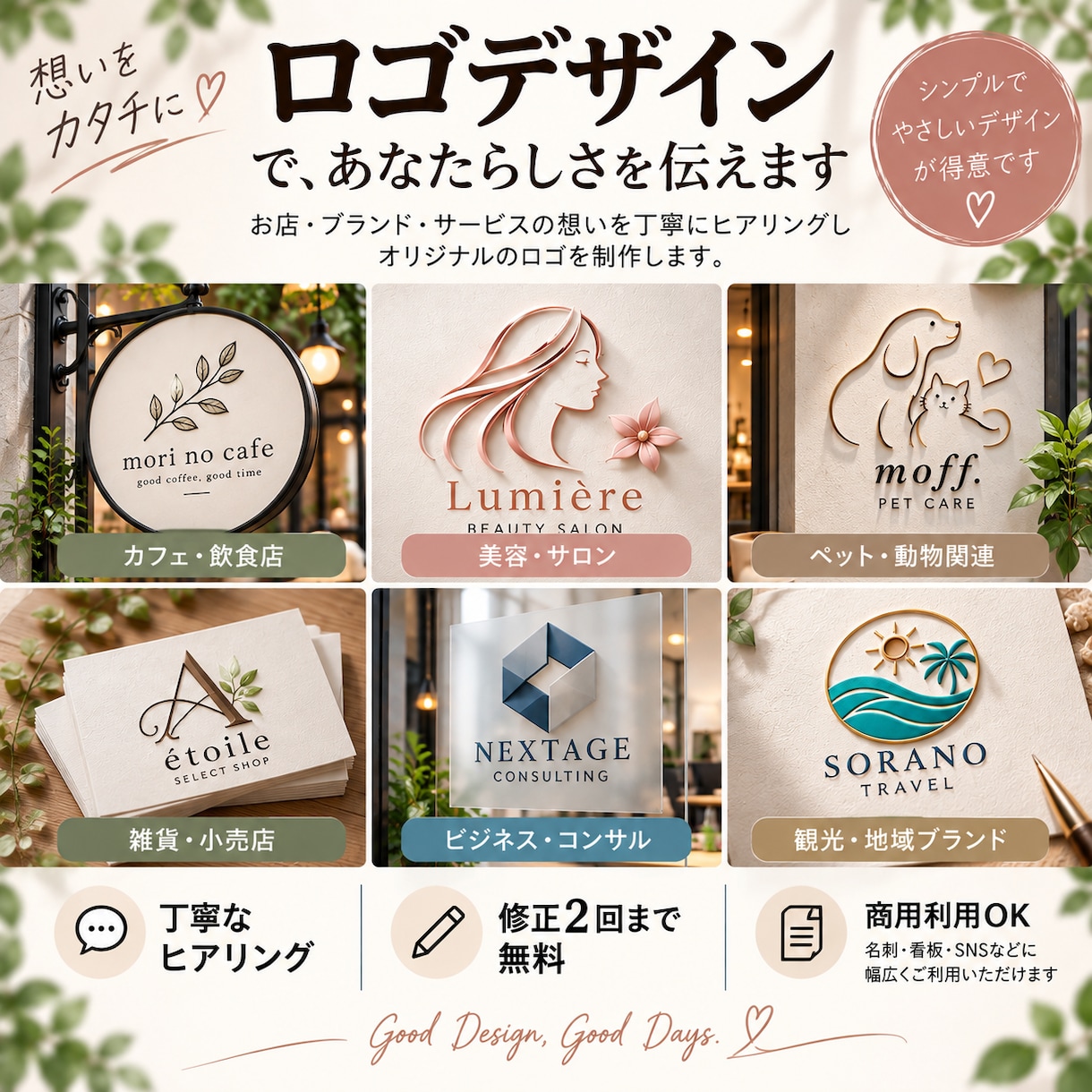 店舗・ブランドのロゴをデザインします お店の魅力が伝わるロゴを一緒に作らせて頂きます。 イメージ1
