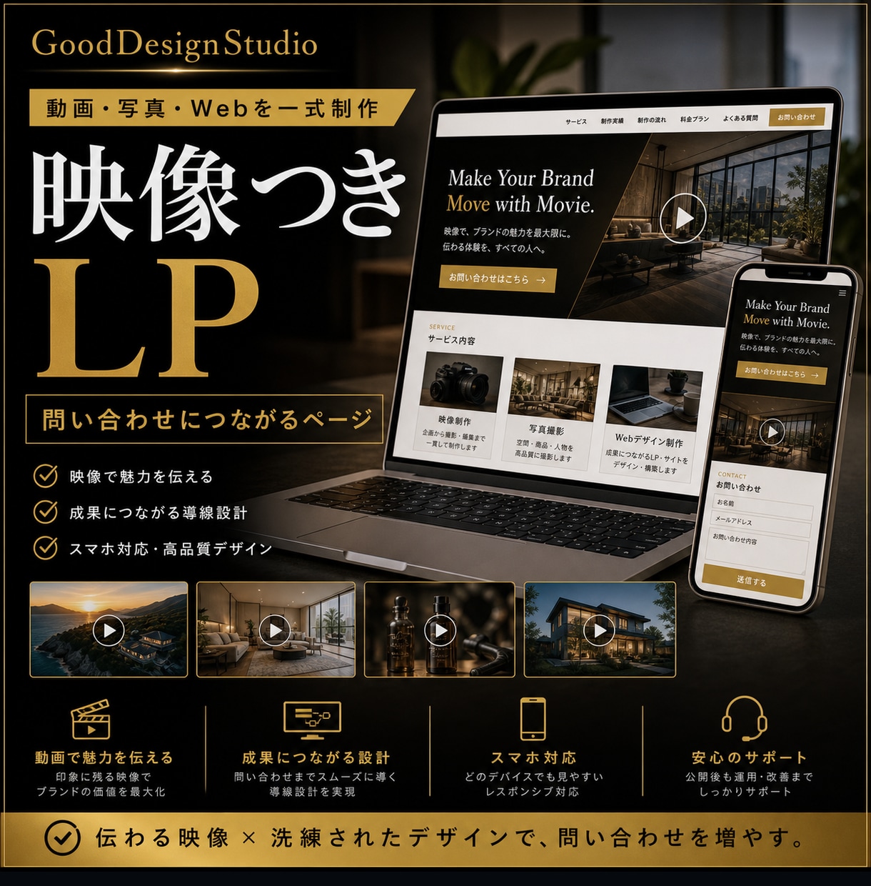 映像付きLPを制作します 動画とページで魅力を伝えるLP制作 イメージ1