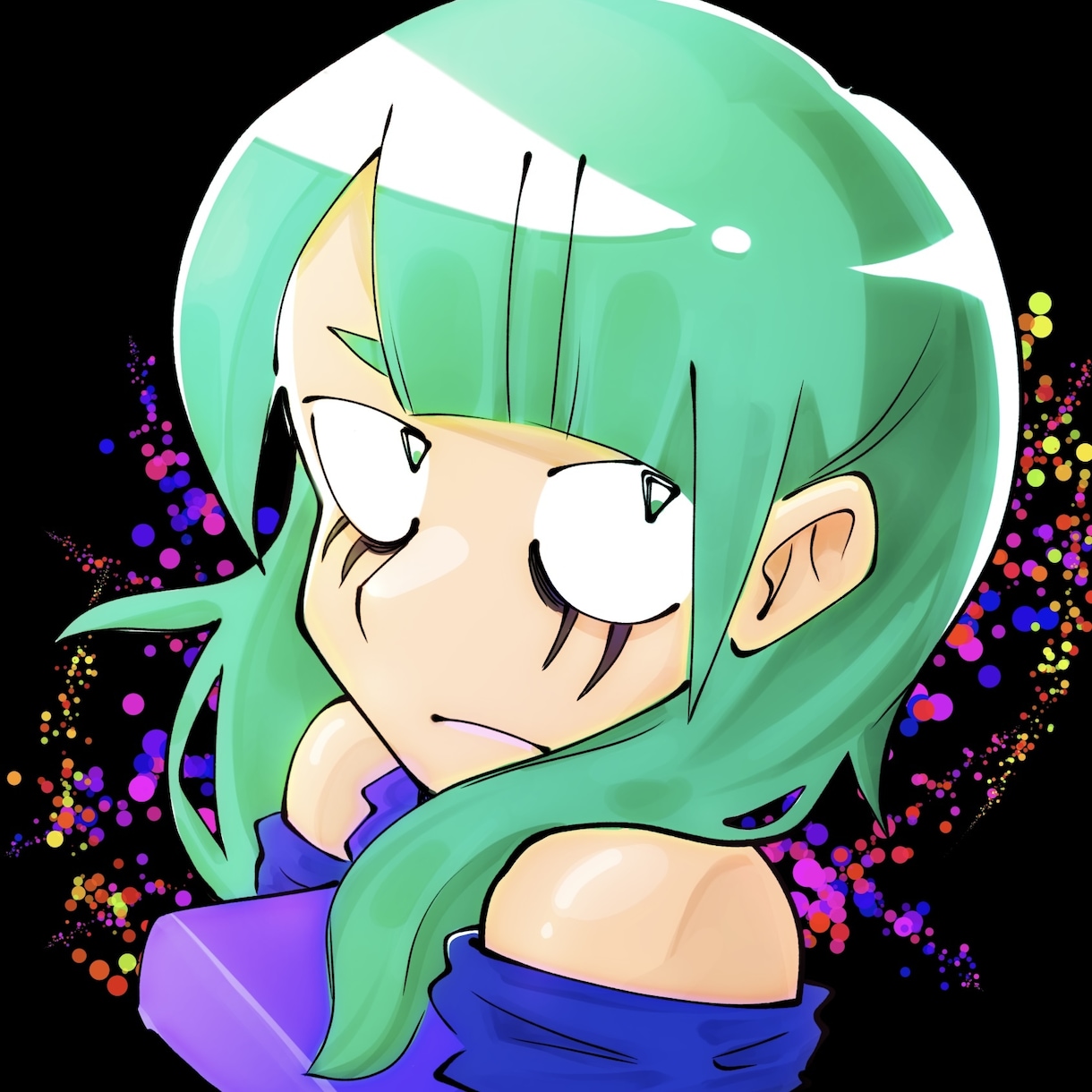 SNS用アイコン・胸上イラスト描きます モノクロ・カラー選択可　彩度強め、ダーク、ミニマルなイラスト イメージ1