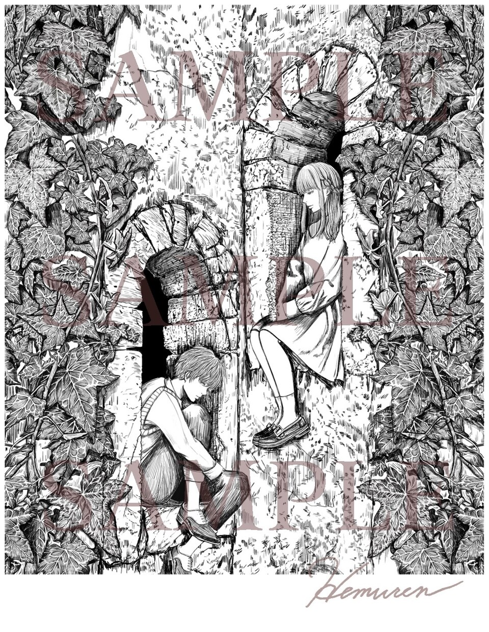 ペン画風の表紙、裏表紙お描きします 小説などのお話の扉にお使いください。 イメージ6