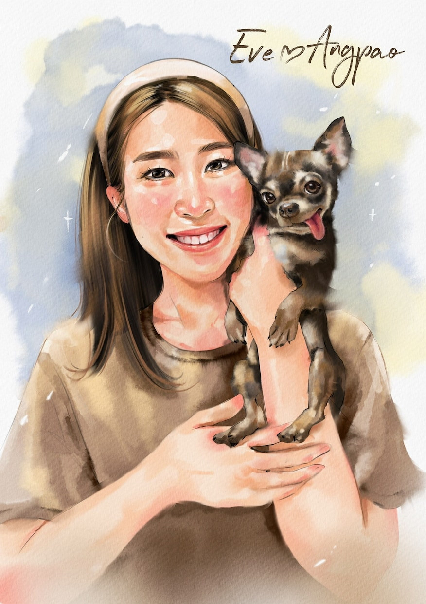 ペットのお写真をもとにデジタル水彩似顔絵を描きます 【ペットプラン】素敵な写真をより鮮やかに仕上げます✨ イメージ4