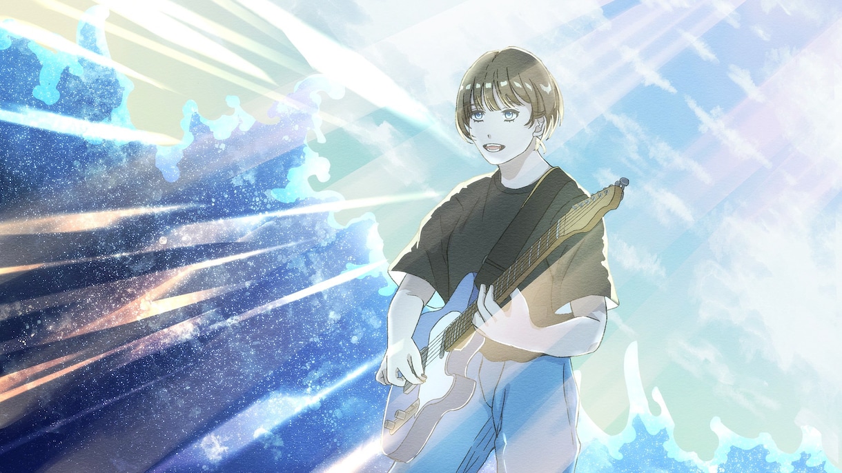 青い背景・風景イラスト込みのMVイラスト描きます 求める曲の世界観を細部まで形にします! イメージ1