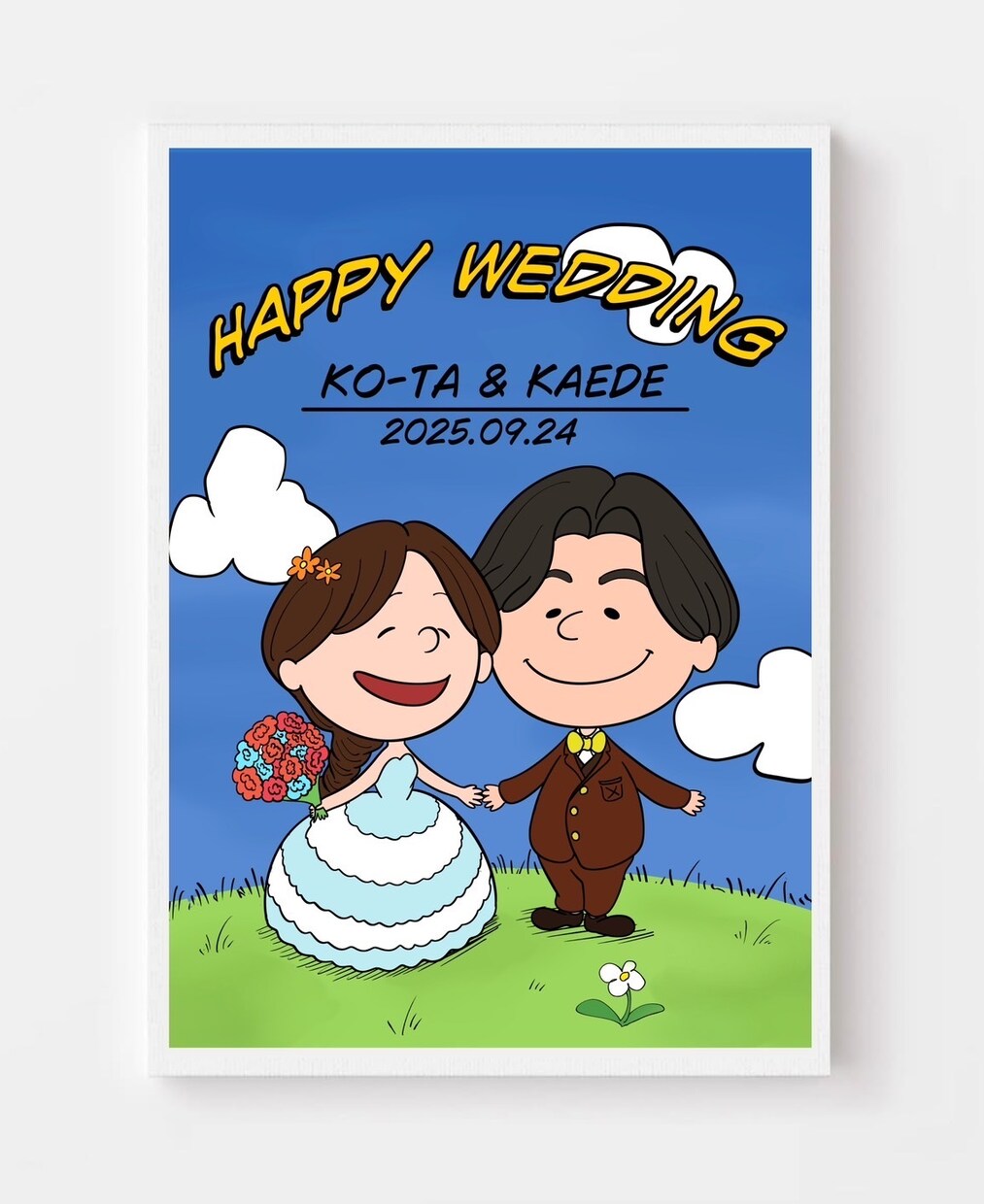 スヌーピー　みたいにかわいい似顔絵を！ます ウェルカムボードや誕生日プレゼント　結婚祝いに最適！ゆるふわ イメージ4