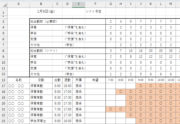 煩雑なシフト表作成を半自動化し、効率化します 日勤夜勤、朝番遅番、休日数の確保等、複雑な条件を自動設定！ イメージ3