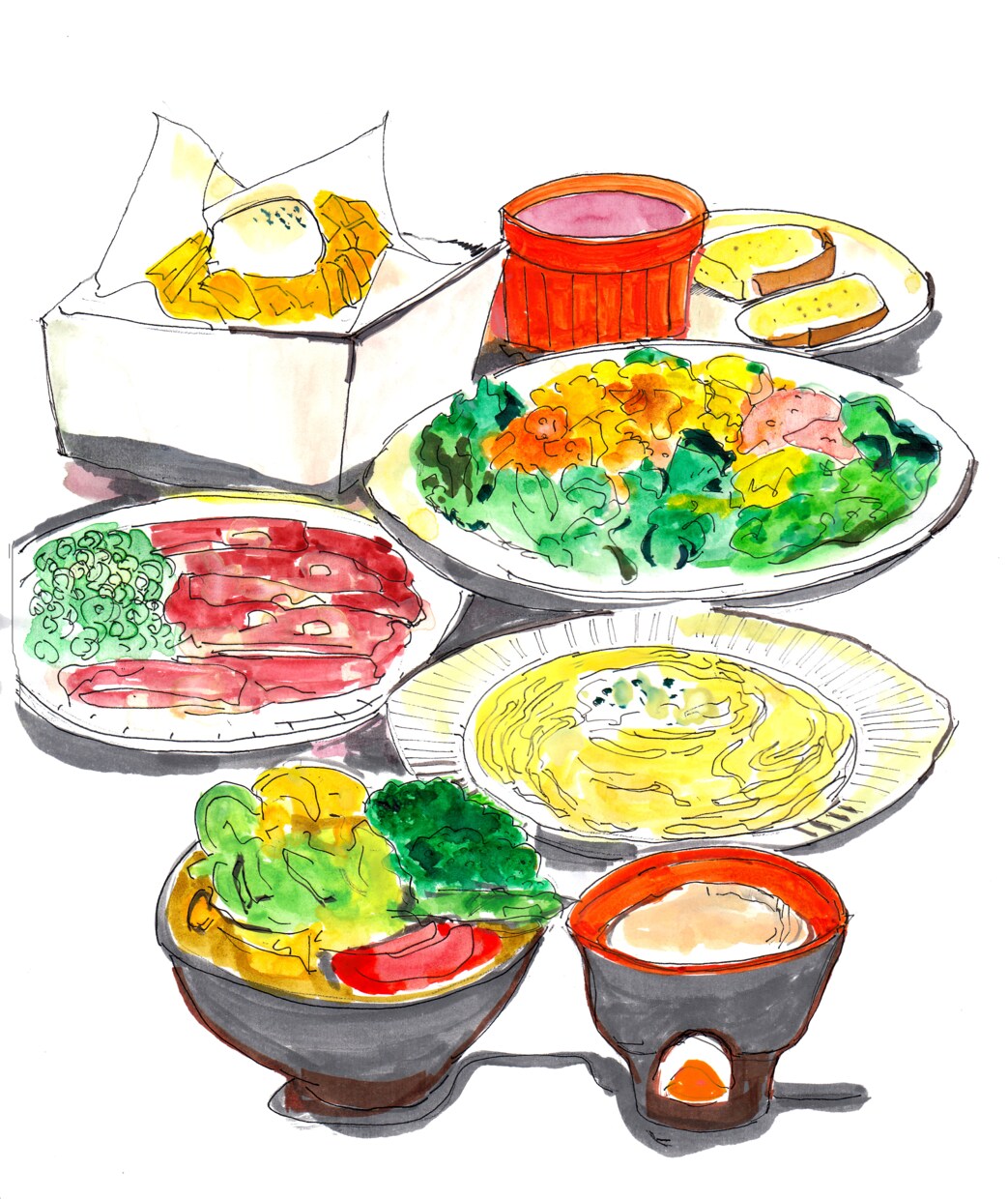 美味しく見える料理のイラスト描きます メニューや雑誌、HPの挿絵などにどうぞ。 イメージ4