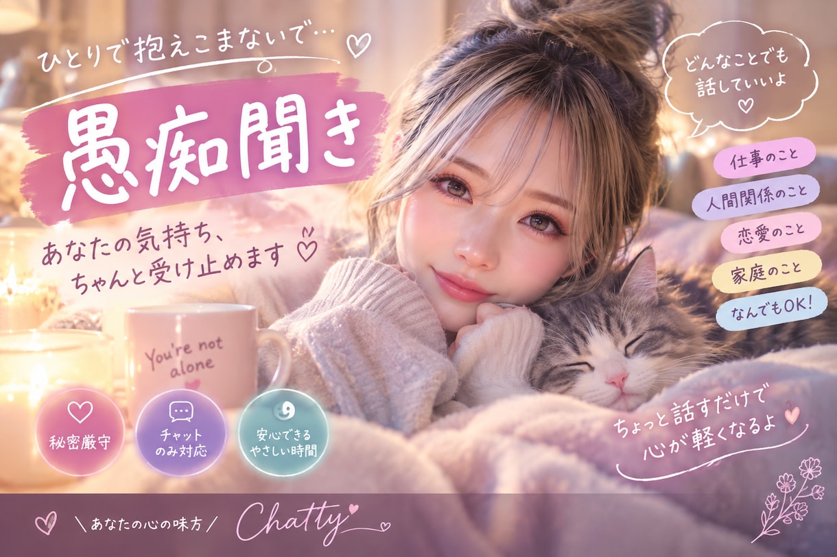 誰にも言えない愚痴・モヤモヤ、チャットで聞きます 誰かに話したい！スッキリしたい！あなたのこころ受け止めます イメージ1