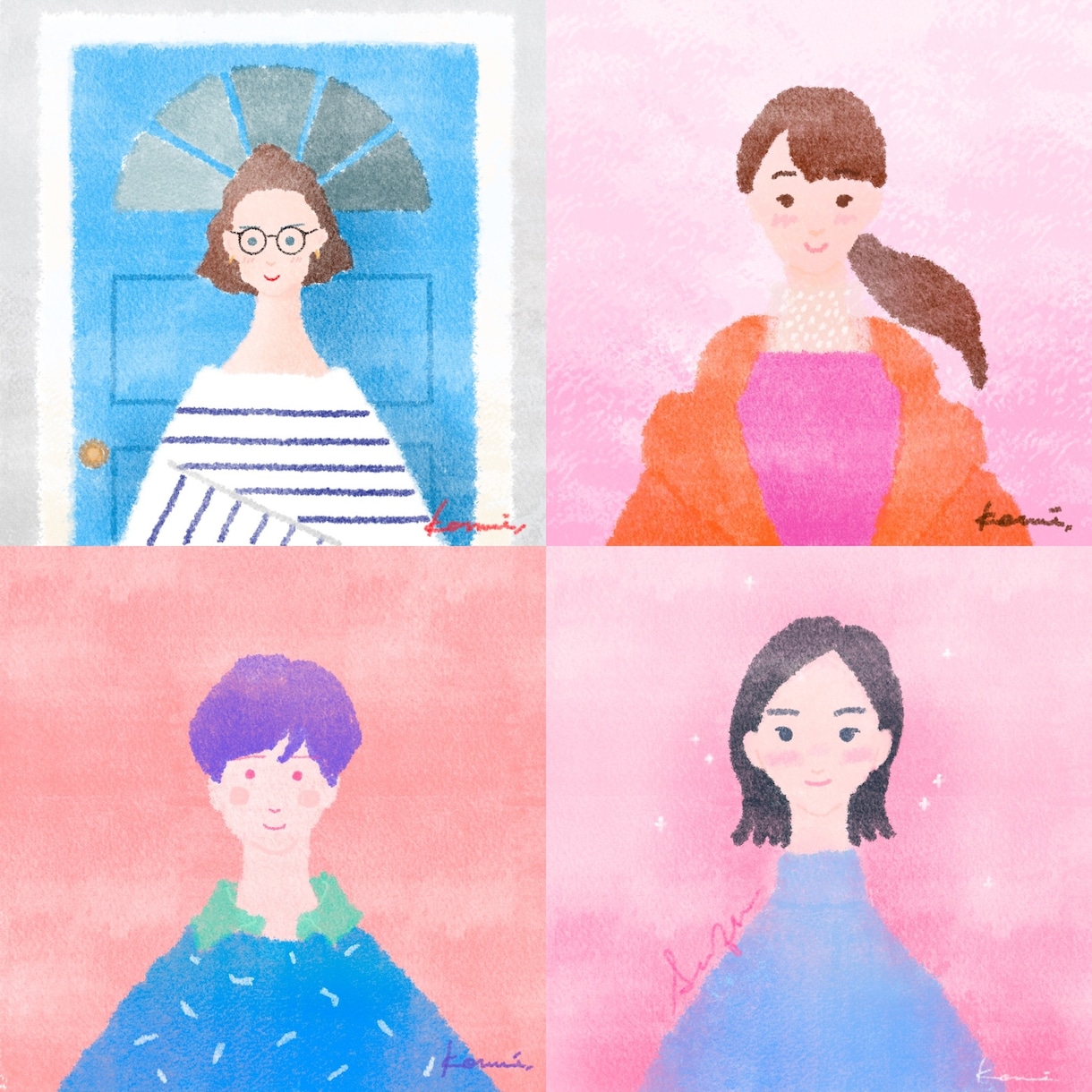 ふんわり抽象的なかわいいイラストを描きます SNS／ブログ／プロフィール用似顔絵アイコンイラスト イメージ3