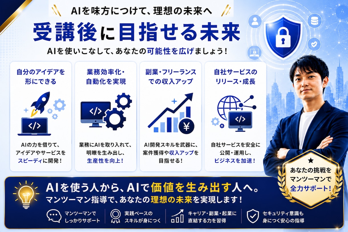 AIコーディングをマンツーマンで指導します 1ヶ月でAIコーディングを実践レベルまでサポートします。 イメージ5