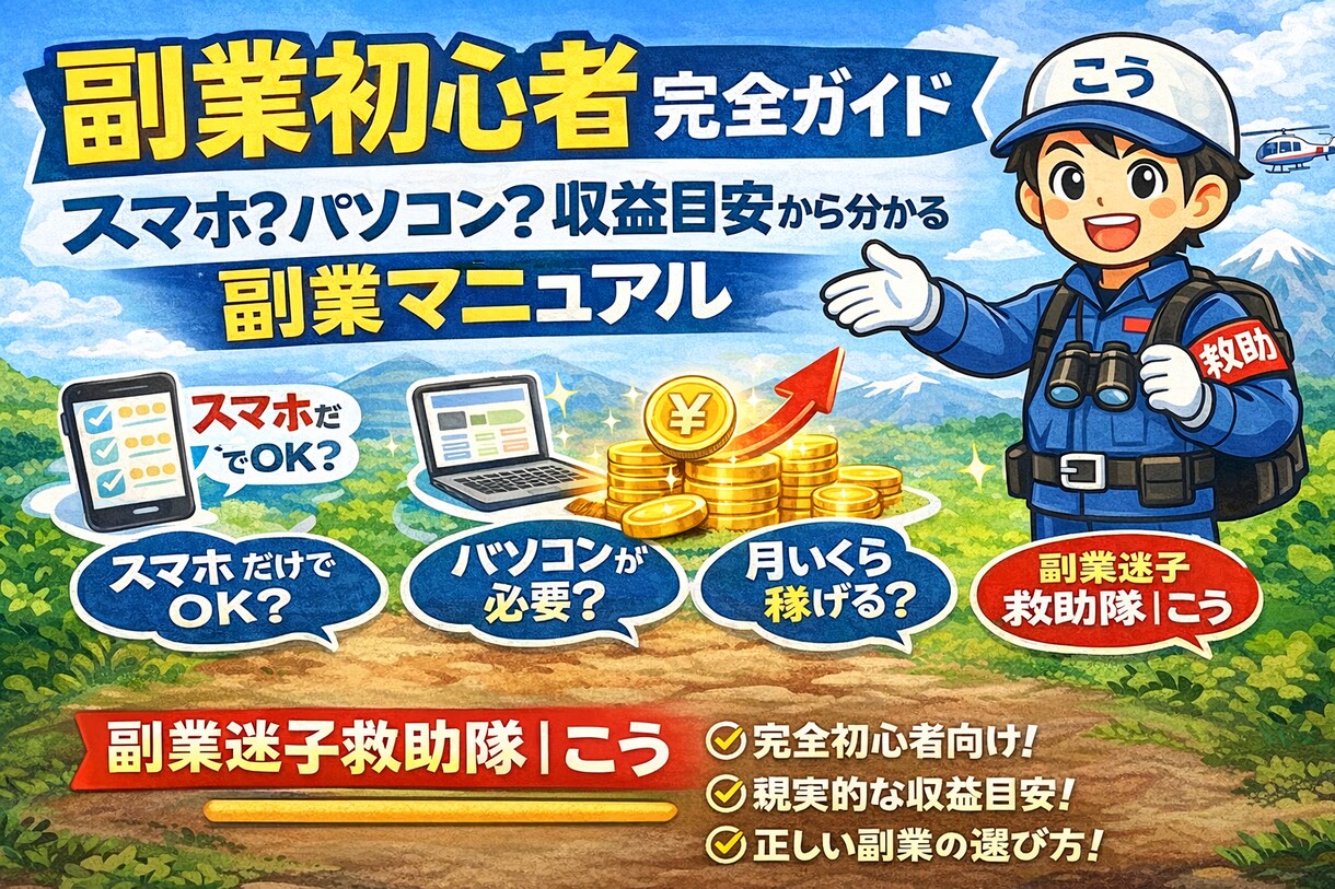 スマホ&パソコン副業の始め方を丁寧にまとめます 環境別・収益目安つき｜副業初心者向け完全マニュアル イメージ1