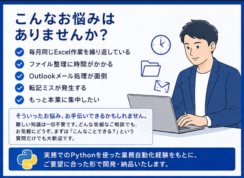 3000円！Excelなどの作業を自動化します 費用を抑えて日常の面倒な作業を自動化しませんか？ イメージ2