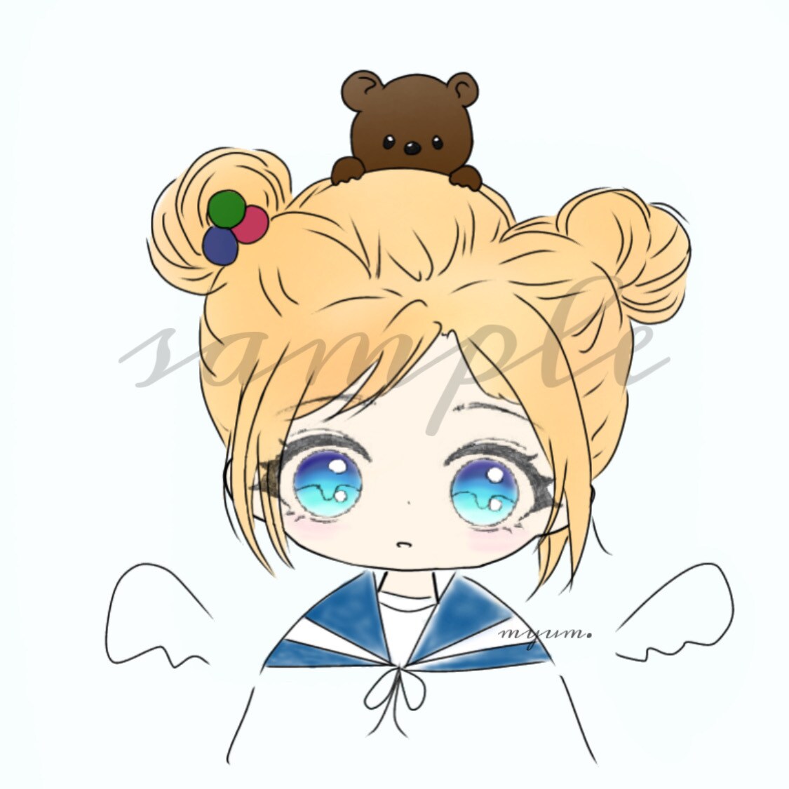 snsで使用できるミニキャラの作成を致します 淡くて可愛いテイストのイラストが得意です！ イメージ4
